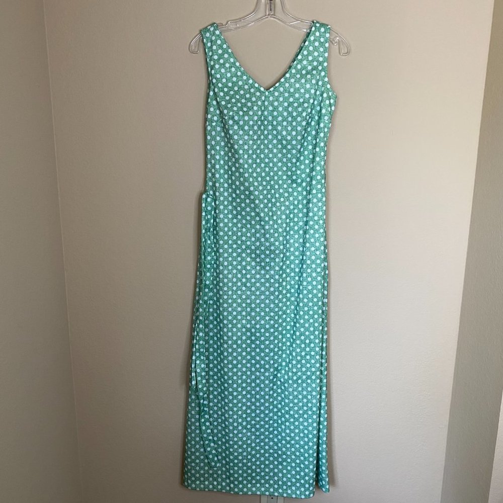 vintage unbranded polka dot 2 piece sleeveless dress w/ shirt jacket set